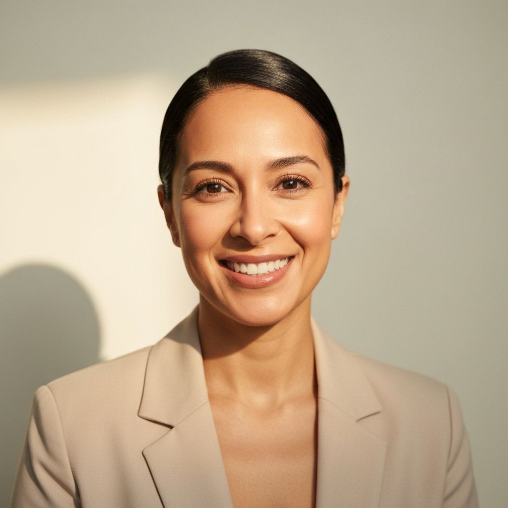 Professional Latina female therapist with warm smile